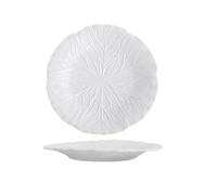 AYWTIUN frutero Flower Ceramic Bowl Pure White Creative Cabbage Relief Tableware Fruit and Vegetable Salad Cesta decorativa de metal para frutas, verduras(10.25-inch flat disc)