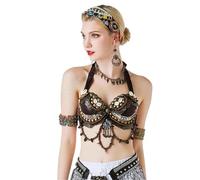 AYWTIUN Top Danza del Vientre Disfraz Sujetador de Danza del Vientre Ajustable for Mujer, Ropa de Danza del Vientre con Cuentas a Mano, Estilo de Disfraces Superiores(M(36C))