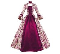 AYWTIUN Vestido vintage de bruja Vestido vintage de manga larga con estampado, elegante vestido noche, rol, falda hasta los tobillos(Color 7,L)