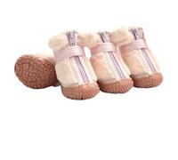 AYXAMO Zapatos Perro, Botas Perro 4 unids/Set Botas de Lana for Perros, Suela Goma Antideslizante for Invierno, Zapatos for Cachorros, Nieve for, Protectores Patas for Exteriores(Pink,2)