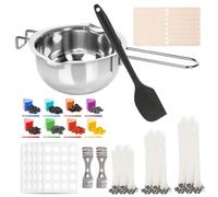 Ayxnzjsjm Kit de Fabricación de Velas Juego de Velas DIY de Regalo con Crisol de 600mL, 100 Mechas para Velas, 8 Tintes para Velas, 100 Pegatinas para Velas, 8 Portamechas, 2 Portamechas Metálicos