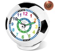 Ayybboo Despertador Infantil Analógico Fútbol con Luz Nocturna y Snooze,Reloj Despertador Silencioso Educativo para Niños y Niñas (Negro Azul)