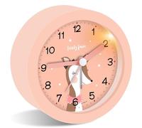 Ayybboo Despertador infantil sin tictac, con repetición de alarma y luz nocturna, funciona con pilas, para niños y niñas, reloj despertador analógico de cuarzo para niños (rosa)