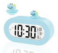Ayybboo Despertador para niños y niñas, reloj digital LCD de dinosaurio con iluminación nocturna automática, repetición, temperatura, despertador infantil para principiantes, regalo de escolarización