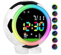 Ayybboo Fútbol Reloj Despertador Niño,Reloj Despertador Digital Infantil con Función Snooze, Luz Nocturna, 6 Tonos, Alarmas Dobles, Sistema 12/24 Horas