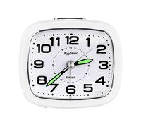 Ayybboo Reloj Despertador Analógico, Despertador Silencio con Luz Sin Tictac Reloj de Mesa Simple con Snooze Reloj Despertador Dormitorio Estudio Despertadores para Niños (Color Blanco)
