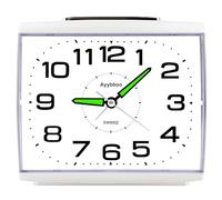 Ayybboo Reloj Despertador Analógico, Despertador Silencio con Luz Sin Tictac Reloj de Mesa Simple con Snooze Reloj Despertador Dormitorio Estudio Despertadores para Niños (Blanco)