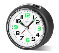 Ayybboo Reloj Despertador Analógico sin Tictac con Luz Nocturna y Función Snooze, Despertador Portátil de Viaje Personas con Sueño Profundo, Reloj para Despertador a Batería Dormitorio Salón（Negro）