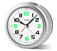 Ayybboo Reloj Despertador Analógico sin Tictac con Luz Nocturna y Función Snooze, Despertador Portátil de Viaje Personas con Sueño Profundo, Reloj para Despertador a Batería Dormitorio Salón (Plata)