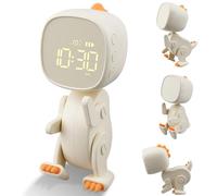 Ayybboo Reloj Despertador Digital Infantil, 3 Alarmas, Snooze, Despertador Dino de Forma Variable para Niñas Niños, Temporizador de Luz Nocturna, Batería Recargable Incorporada, Cronómetro (Beige)