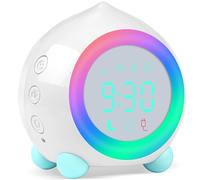 Ayybboo Reloj Despertador Infantil Digital, Simulador de Amanecer Despertador para Niños con Luces Colores y Lámpara de Luz Nocturna Silencioso (Blanco)