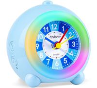Ayybboo Reloj Despertador Infantil para Niña y Niño,Analógico Educativo Silencioso sin Tictac con Luz Nocturna y Snooze,Regalo para Vuelta al Cole（Azul Cielo）