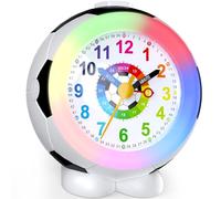 Ayybboo Reloj Despertador Infantil para Niña y Niño,Analógico Educativo Silencioso sin Tictac con Luz Nocturna y Snooze,Regalo para Vuelta al Cole（Fútbol - Color）