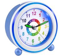 Ayybboo Reloj Despertador Infantil para Niña y Niño,Analógico Educativo Silencioso sin Tictac con Luz Nocturna y Snooze,Regalo para Vuelta al Cole（Azul）