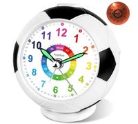 Ayybboo Reloj Despertador Infantil para Niña y Niño,Analógico Educativo Silencioso sin Tictac con Luz Nocturna y Snooze,Regalo para Vuelta al Cole（Fútbol）