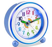 Ayybboo Reloj Despertador Infantil para Niña y Niño,Analógico Educativo Silencioso sin Tictac con Luz Nocturna y Snooze,Regalo para Vuelta al Cole（Azul Claro）