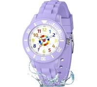 Ayybboo Reloj Niño,Analógico Educativo Infantil para Aprender la Hora,Resistente al Agua 3ATM,Correa de Silicona Suave,Fácil de Leer, Niños Niñas 4-12 Años (Morado)