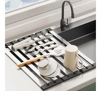 AYYDS Escurreplatos para el fregadero, Escurreplatos de acero inoxidable plegable para la cocina, alfombrilla de escurrir, escurreplatos resistente al calor (45x 32.5cm)