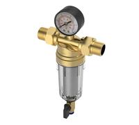 AYYDS Filtro de agua, filtro de agua de sedimento descendente reutilizable de 1 pulgada, filtro de agua de 40 μm con manómetro para manguera de pozo (3/4")