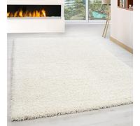Ayyildiz Teppich - Alfombra Shaggy de Pelo Largo, Monocolor, para salón, mullida, Polipropileno, Crema, 80 x 250 cm