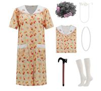 AYYOHON Disfraz de anciana para mujer, kit de disfraz de abuela con camisón, vestido de anciana, disfraz de abuela, trajes de Halloween S/M