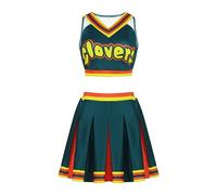 AYYOHON Disfraz de animadora para mujer, conjunto de falda corta, tréboles, disfraz de animadora para Halloween, cosplay, uniforme, talla 2XL