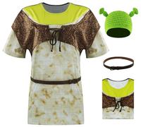 AYYOHON Disfraz de ogro verde con sombreros y orejas para disfraz de personaje de la película, disfraz de Fiona, vestido de cómic para adultos, Halloween, talla S