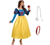 AYYOHON Disfraz de princesa de nieve para mujer, clásico, manga abombada, vestido de cuento de hadas, Halloween, cosplay para adultos, 3XL