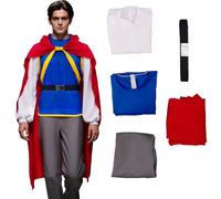 AYYOHON Disfraz de príncipe para hombre, cuento de hadas, traje de cosplay de príncipe encantador, camisa pirata, chaleco, capa, pantalones, para adultos, Halloween, cosplay, talla XL
