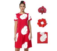 AYYOHON Lilo - Disfraz de hoja hawaiana para mujer, disfraz de manga corta, color rojo, fiesta de verano, traje casual de Halloween, talla 2XL