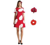 AYYOHON Lilo - Vestido hawaiano para mujer, con estampado de hojas rojas y gorro floral, talla XL