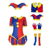 AYYOHON Pomni - Disfraz de Pomni para cosplay, disfraz de circo digital de Pomni para fiesta de Halloween, conjunto de body de payaso para adultos, talla M