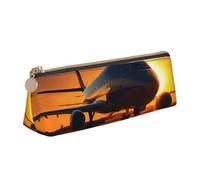 AYYQWE Airplane at Sunset - Estuche triangular de gran capacidad con cremallera para estudiantes, maquillaje, escuela, universidad, White, Talla única