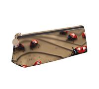AYYQWE Art Ladybug Tracks - Estuche triangular de gran capacidad con cremallera, para maquillaje, escuela, universidad, White, Talla única