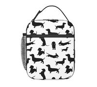 AYYQWE Black Dogs - Bolsa de almuerzo con diseño de perro salchicha y perro salchicha, práctica bolsa aislada, para pesca, escuela, oficina, playas