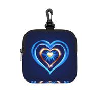 AYYQWE Bolsa de almacenamiento cuadrada con estampado de corazón, color azul cielo, para artículos de aseo de viaje, cosméticos, oficina, viajes, viajes, bolsa organizadora de regalos
