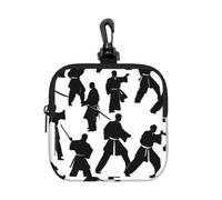 AYYQWE Bolsa de almacenamiento cuadrada con estampado de siluetas de artes marciales para viajes, artículos de aseo personal, oficina, viajes, viajes, bolsa organizadora de regalo
