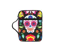 AYYQWE Bolsa de almacenamiento de la Biblia con estampado de azúcar y calaveras y flores, impermeable para el hogar, iglesia, viajes, servicio de adoración