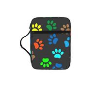 AYYQWE Bolsa de almacenamiento de la Biblia con estampado de huellas de perro colorido para hombres y mujeres, impermeable, para el hogar, iglesia, viajes, servicio de adoración