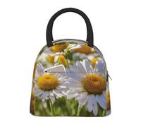 AYYQWE Bolsa de comida aislada funcional con estampado de margaritas blancas salvajes, bolsa portátil para escuela, picnic, viajes, rutina diaria