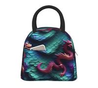 AYYQWE Bolsa de comida con estampado de escamas de dragón mágico en 3D, portátil, portátil, para escuela, picnic, viajes, rutina diaria