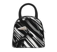 AYYQWE Bolsa de comida térmica funcional con estampado de rayas blancas y negras, portátil, para escuela, picnic, viajes, rutina diaria