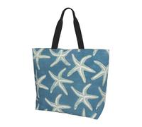 AYYQWE Bolsa de hombro de gran capacidad con estampado de estrellas de mar de lana costera, para uso diario, viajes, trabajo, salidas informales, compras