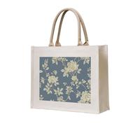 AYYQWE Bolsa de lona con estampado de flores azules y amarillas, reutilizable, ecológica, para viajes, al aire libre y todos los días