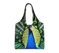 AYYQWE Bolsa de lona extra grande con estampado de pavo real fresco, para compras, viajes, fin de semana, escapadas, bolsas de hombro
