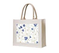 AYYQWE Bolsa de lona reutilizable con estampado de flores silvestres y acianos y margaritas ecológicas, para viajes al aire libre y todos los días