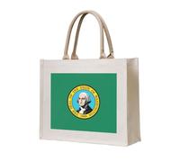 AYYQWE Bolsa de lona reutilizable con estampado de la bandera de Washington, ecológica, para viajes, al aire libre, todos los días