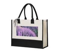 AYYQWE Bolsa de lona unisex con estampado de lavanda morada, bolsa de hombro de gran capacidad, para compras, viajes, oficina