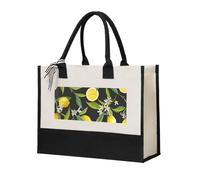 AYYQWE Bolsa de lona unisex con estampado de limón amarillo, bolsa de hombro de gran capacidad, para compras, viajes, oficina