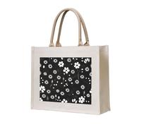 AYYQWE Bolsa de mano con estampado floral en blanco y negro, reutilizable, para compras, ecológica, viajes, al aire libre, todos los días